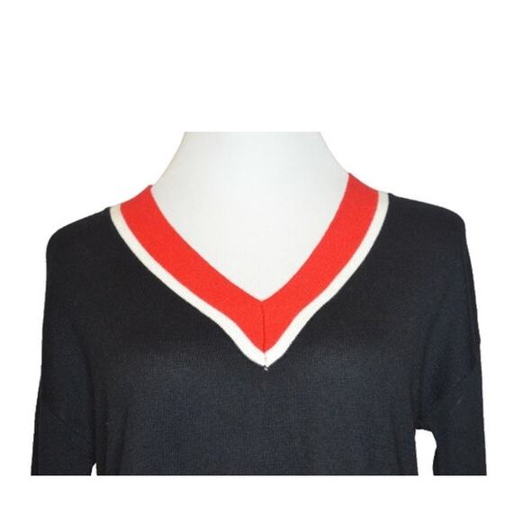 MAISON JULES, Ladies Black, Red, & White V-Neck Sweater, Size Extra Small, NWOT - Picture 4 of 5